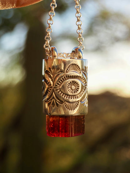 Rubellite Tourmaline Eye/Desert Talisman Necklace