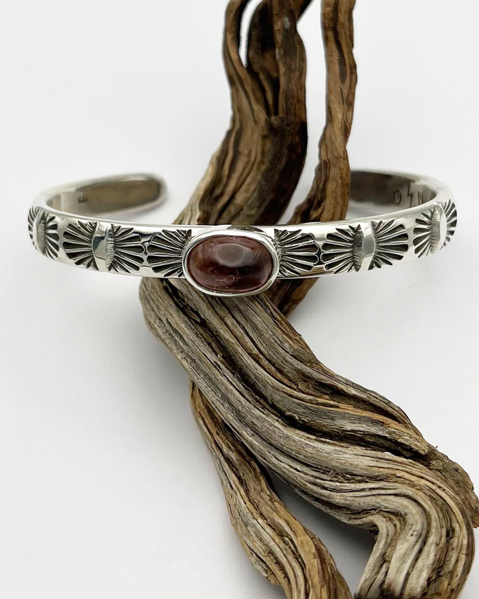 Pink/Peach Tourmaline Juniper Heavyweight Stacker Cuff XL