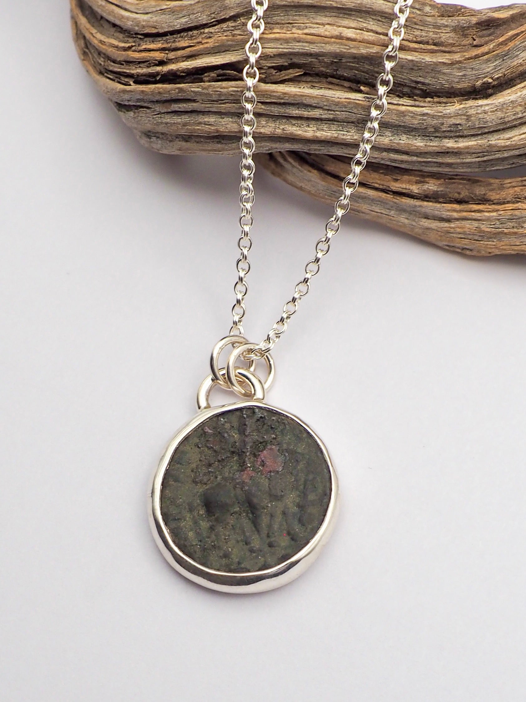Ancient Roman Bronze Coin Talisman Necklace