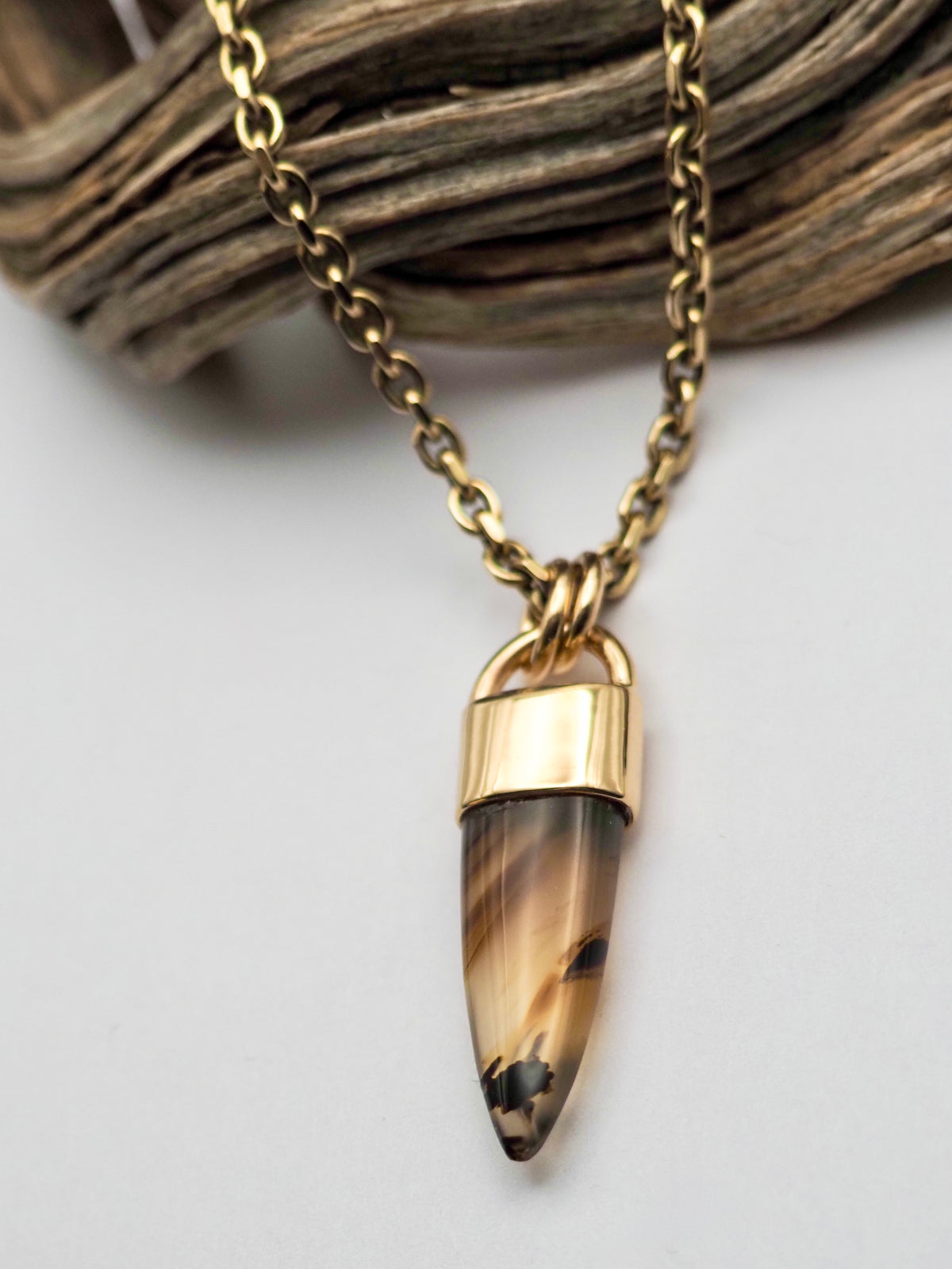 Montana Agate Spike 14k Gold Talisman Pendant
