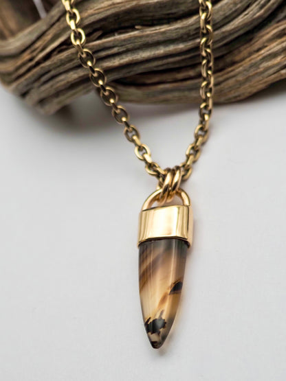 Montana Agate Spike 14k Gold Talisman Pendant