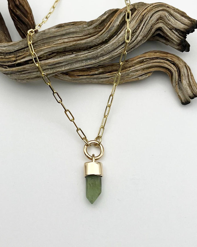 Peridot 14k Gold O Ring Talisman Necklace