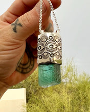 Blue Tourmaline Eye/Fan Talisman Necklace