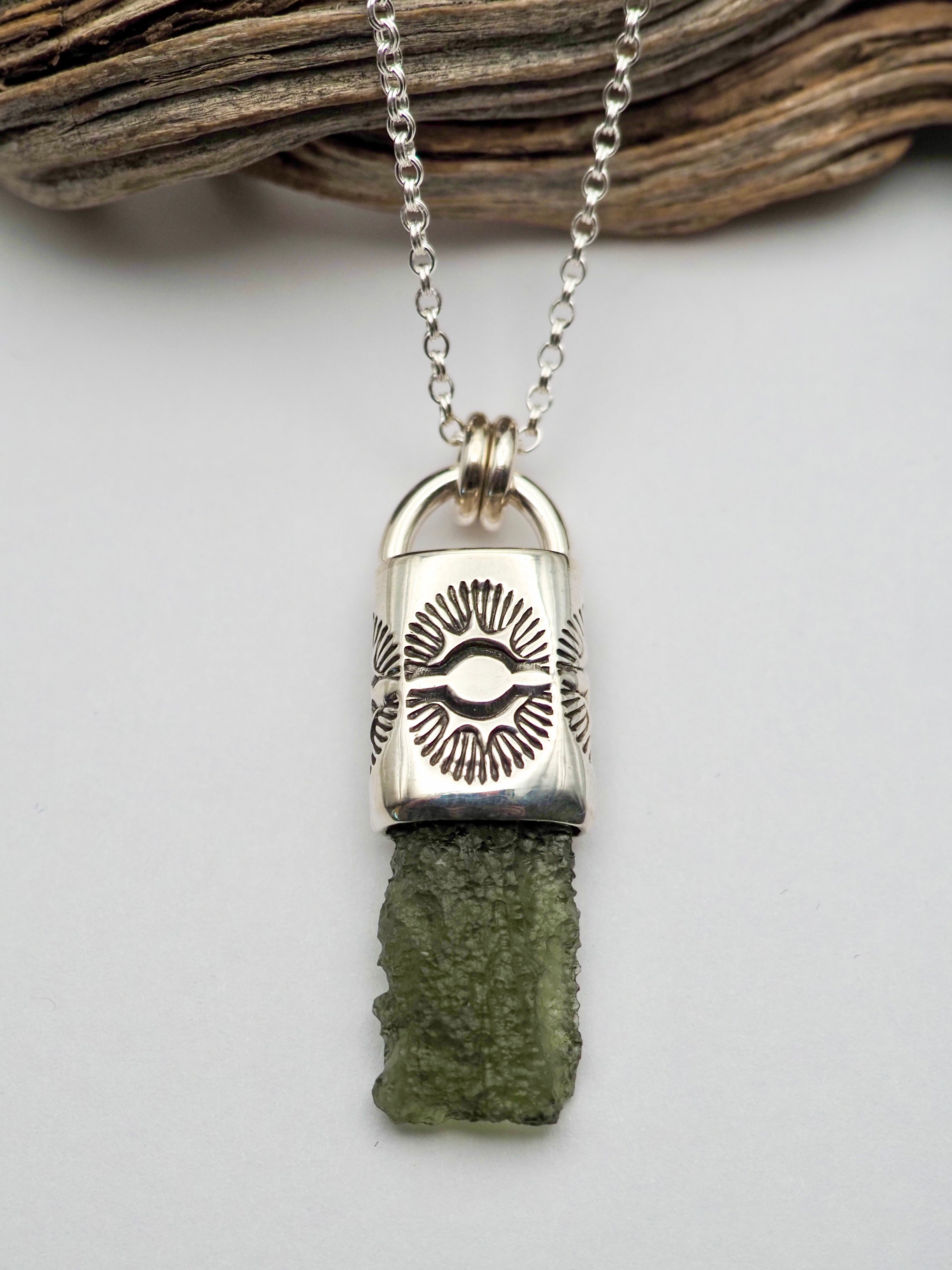 Moldavite Portal/Eye Talisman Necklace