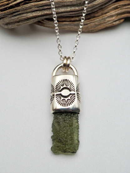 Moldavite Portal/Eye Talisman Necklace