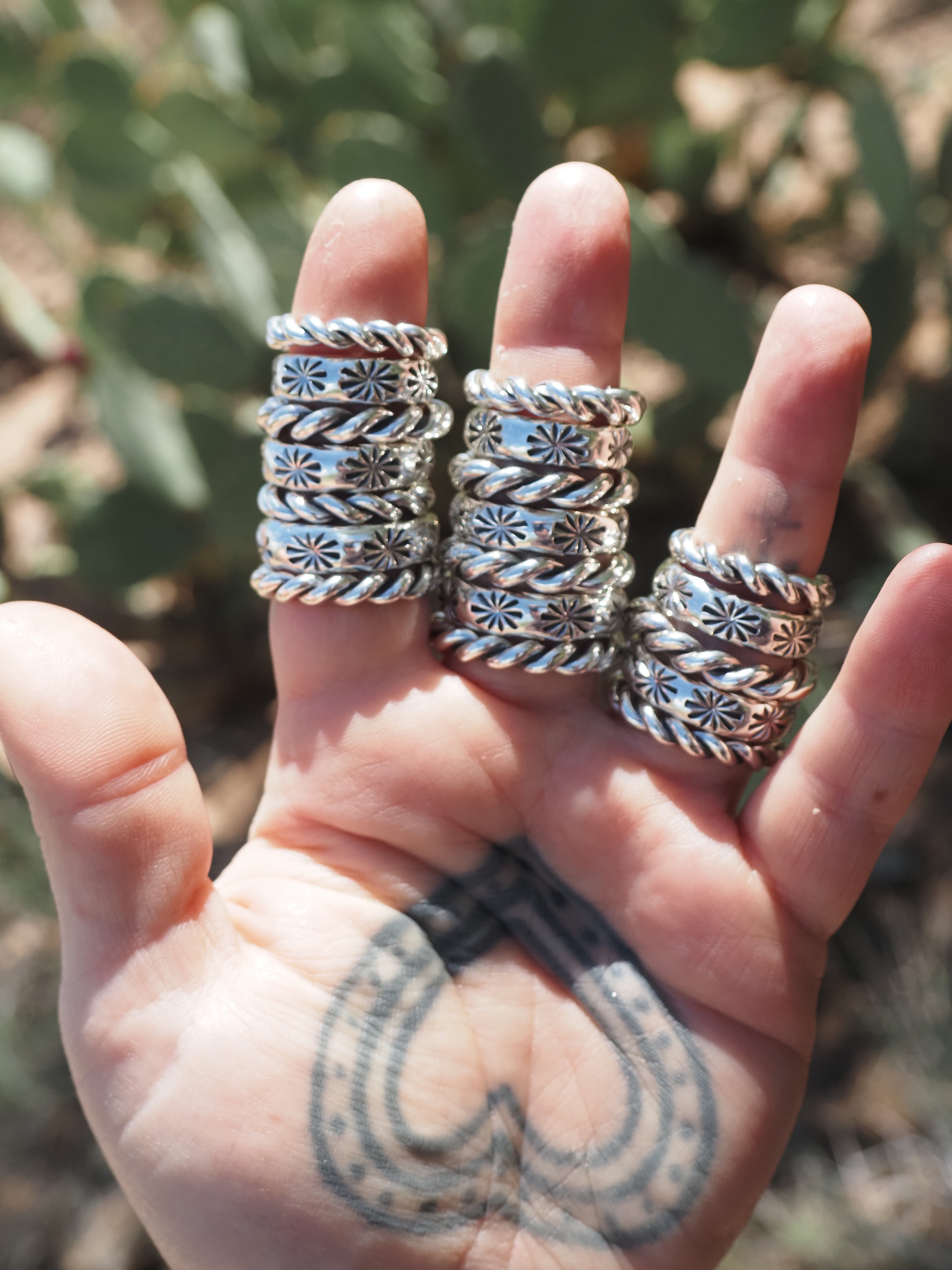 Twist Rings and Sparkle Hand Stamped Rings