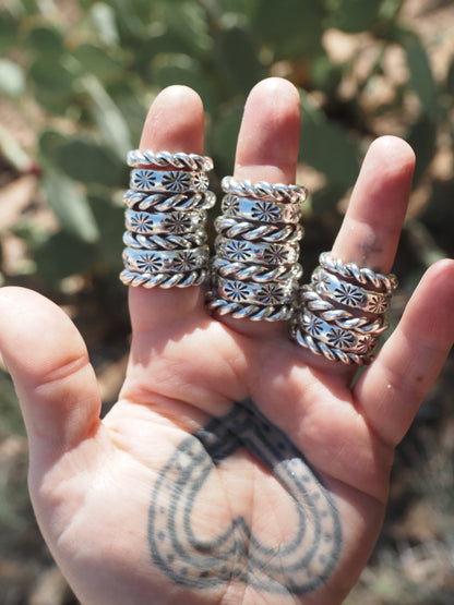 Twist Rings and Sparkle Hand Stamped Rings