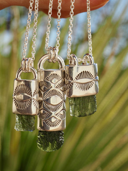 Moldavite Eye Talisman Necklace