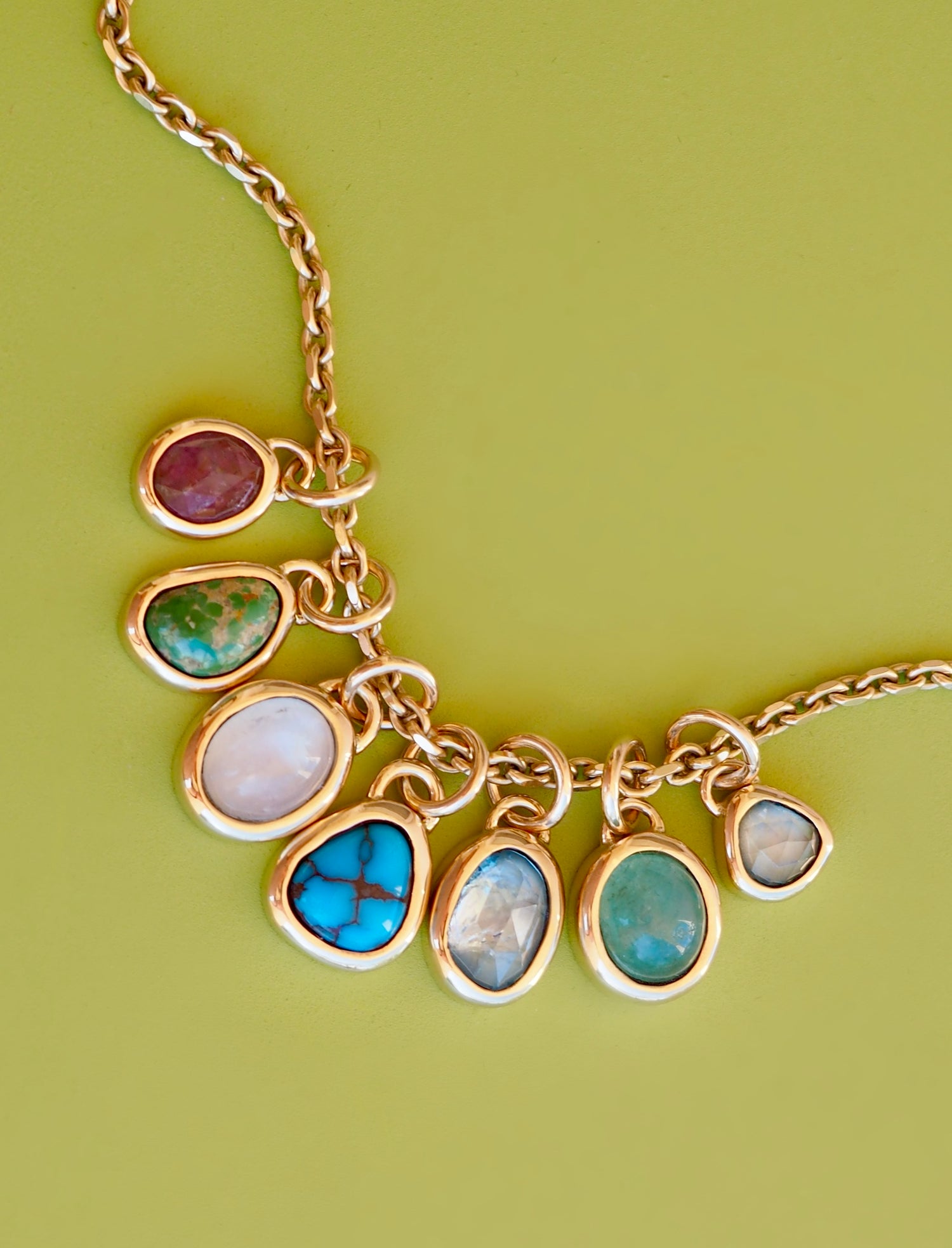 Rainbow Moonstone 14K Gold Bezel Set Pendant