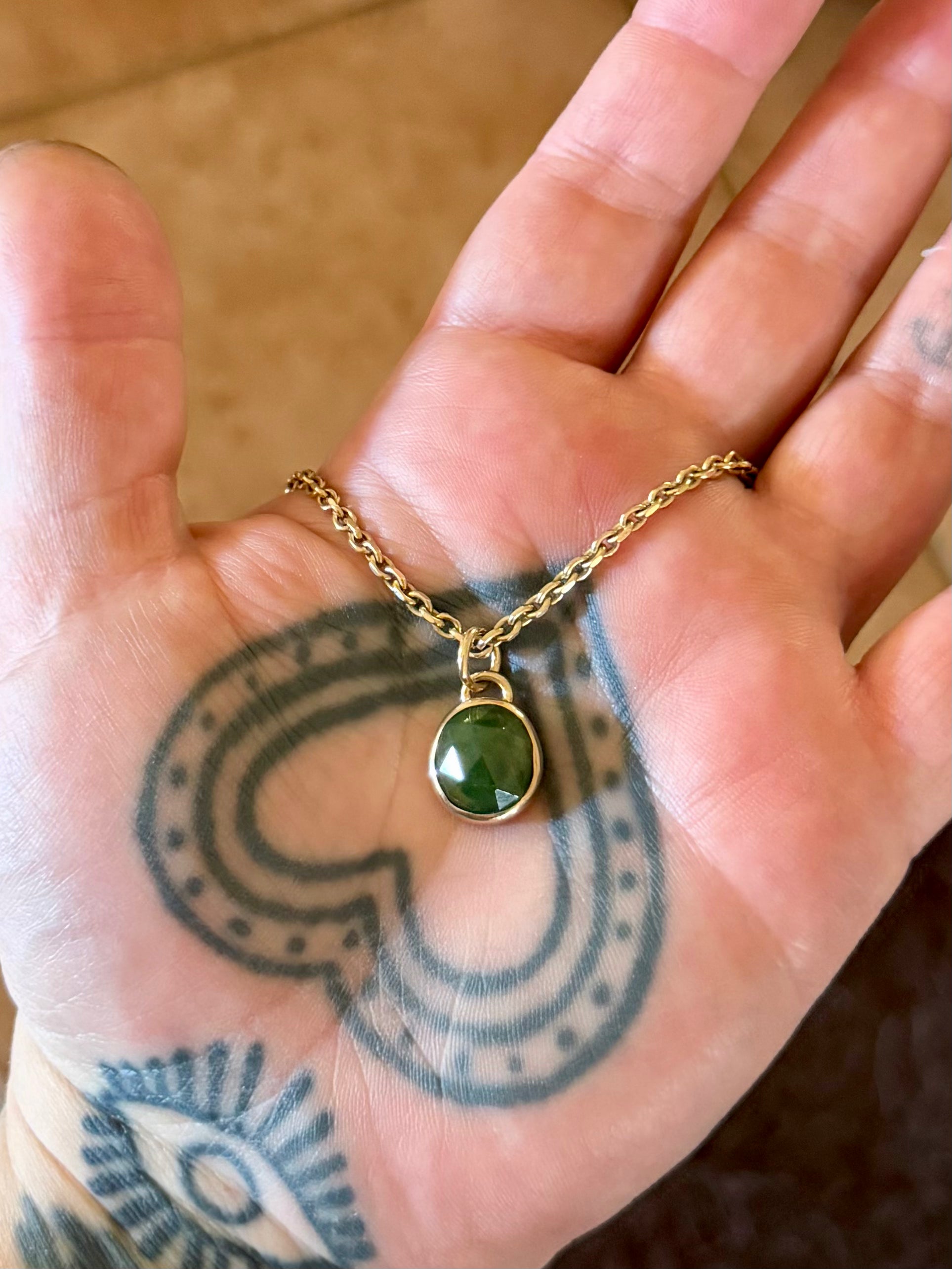 Hydrogrossular Green Garnet 14k Gold Pendant