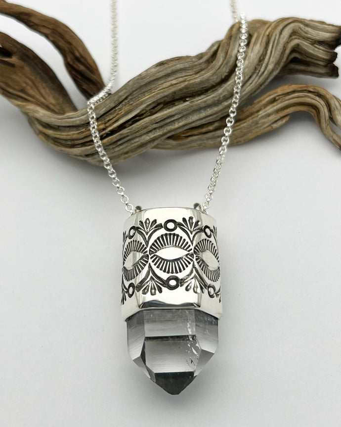 Clear Quartz Mojave Eye Talisman Necklace