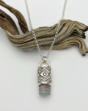 Pink/Blue Bi Color Tourmaline Fan/Eye Talisman Necklace