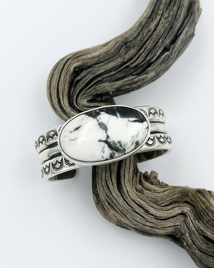 White Buffalo Wide Triple Band Heavyweight Cuff M/L