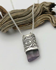 Purple Bi Color Tourmaline Desert Eye Talisman Necklace