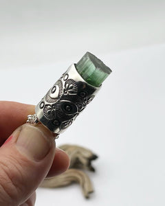 Green Bi Color Tourmaline Eye/Prickly Pear Talisman Necklace