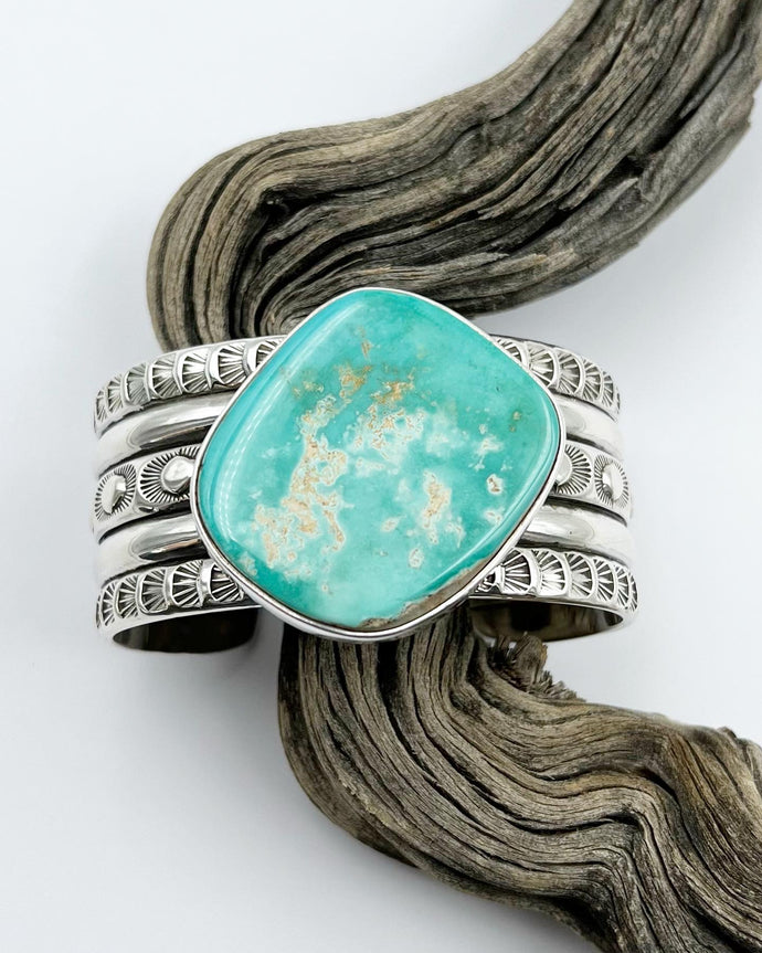 Vintage Numi Olive Royston Turquoise Five Band Cuff M/L