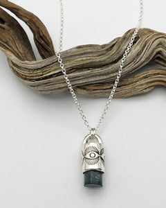 Blue Tourmaline Eye Talisman Necklace