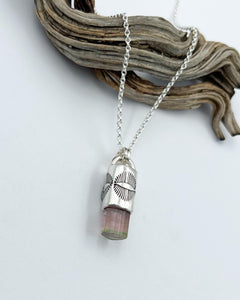 Pink/Green Tourmaline Eye Talisman Necklace
