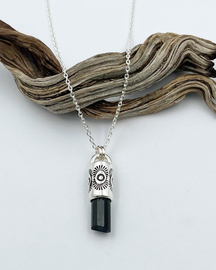 Black Tourmaline Tumbleweed Talisman Necklace