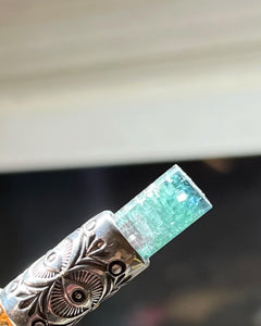 Blue/Pink Tourmaline Desert/Eye Talisman Necklace