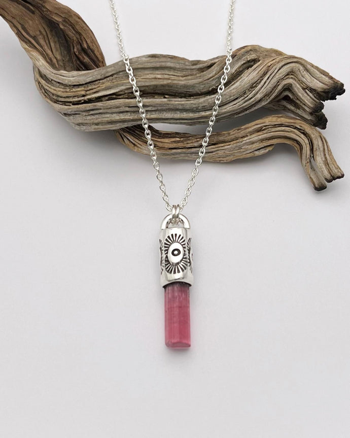 🏳️‍🌈Pink Tourmaline Tumbleweed Talisman Necklace
