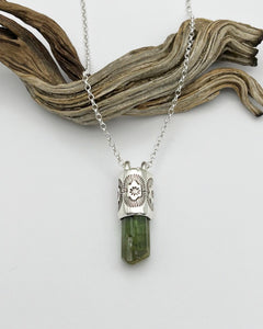 Green Multipoint Tourmaline Peyote Talisman Necklace