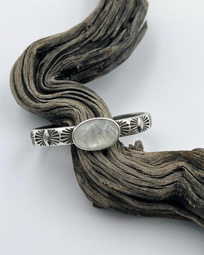 Rainbow Moonstone Juniper Heavyweight Stacker Cuff XS