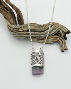 Purple Bi Color Tourmaline Desert Eye Talisman Necklace