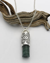 Blue/Pink Tourmaline Big Eye/Fan Talisman Necklace
