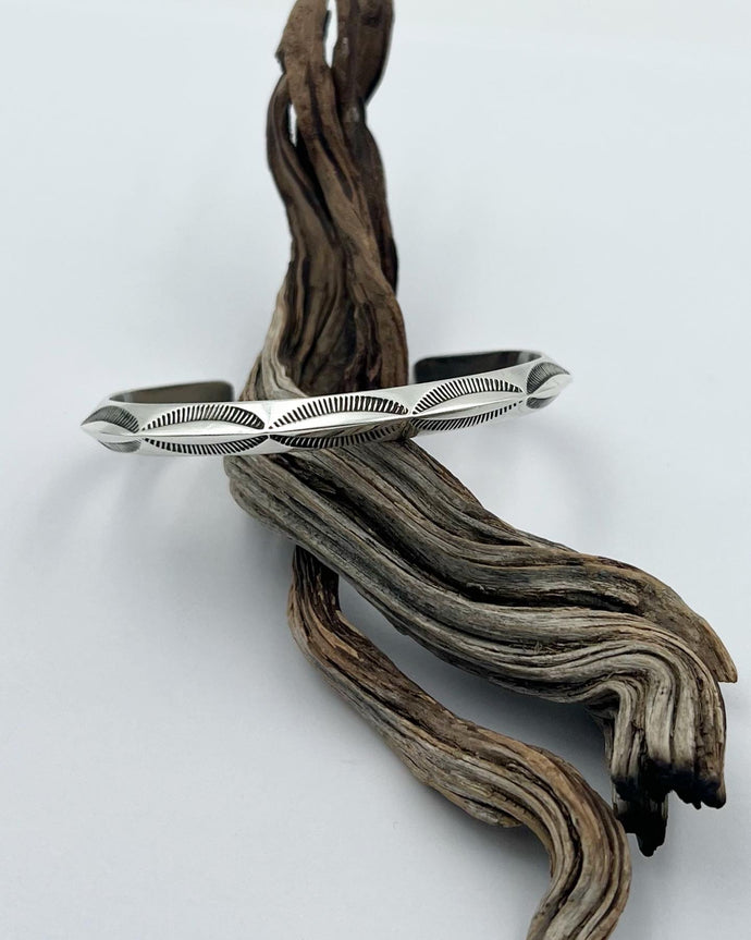 Triangle Wire Hand Stamped Sterling Silver Cuff XS