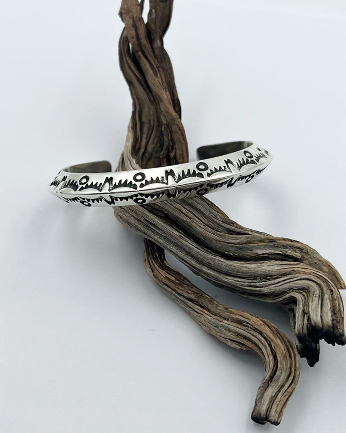 Heavyweight Triangle Wire Hand Stamped Cuff XS