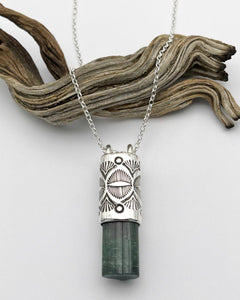 Blue/Pink Tourmaline Eye/Mojave Talisman Necklace