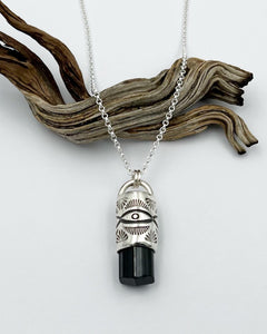 Black Tourmaline Big Eye Talisman Necklace