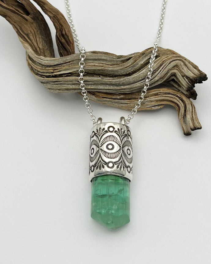 Jaba Green Tourmaline Tourmaline Mojave Eye Talisman Necklace