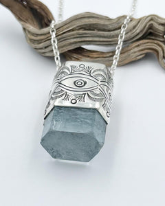 Chonky Aquamarine Big Eye Talisman Necklace