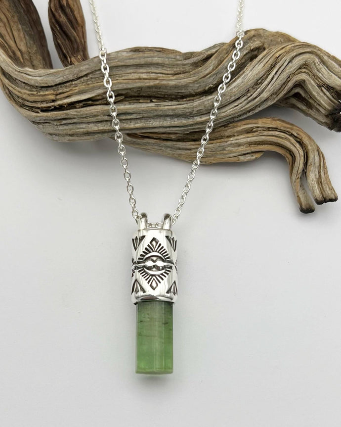 Green Tourmaline Mesquite Talisman Necklace