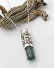 Blue/Pink Tourmaline Eye/Fan Talisman Necklace