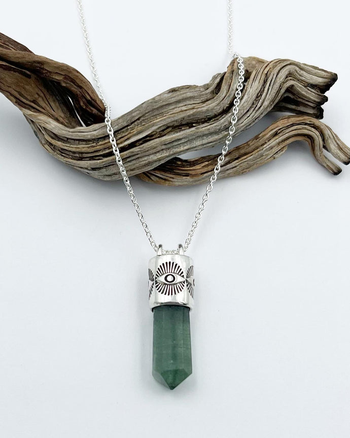 Polished Aquamarine Eye Talisman Necklace