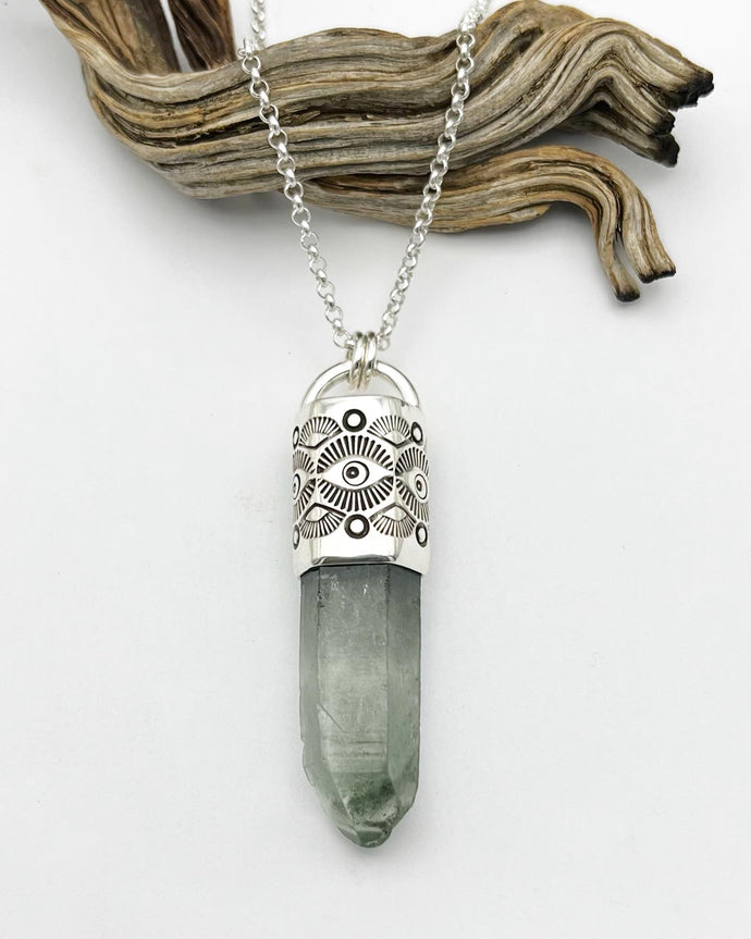 Chlorite Phantom Quartz Eye Talisman Necklace