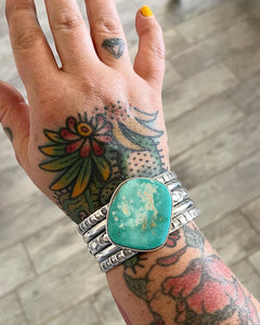 Vintage Numi Olive Royston Turquoise Five Band Cuff M/L