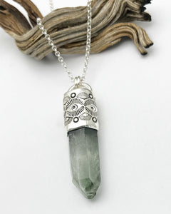 Chlorite Phantom Quartz Eye Talisman Necklace