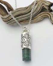 Blue/Pink Tourmaline Big Eye/Fan Talisman Necklace