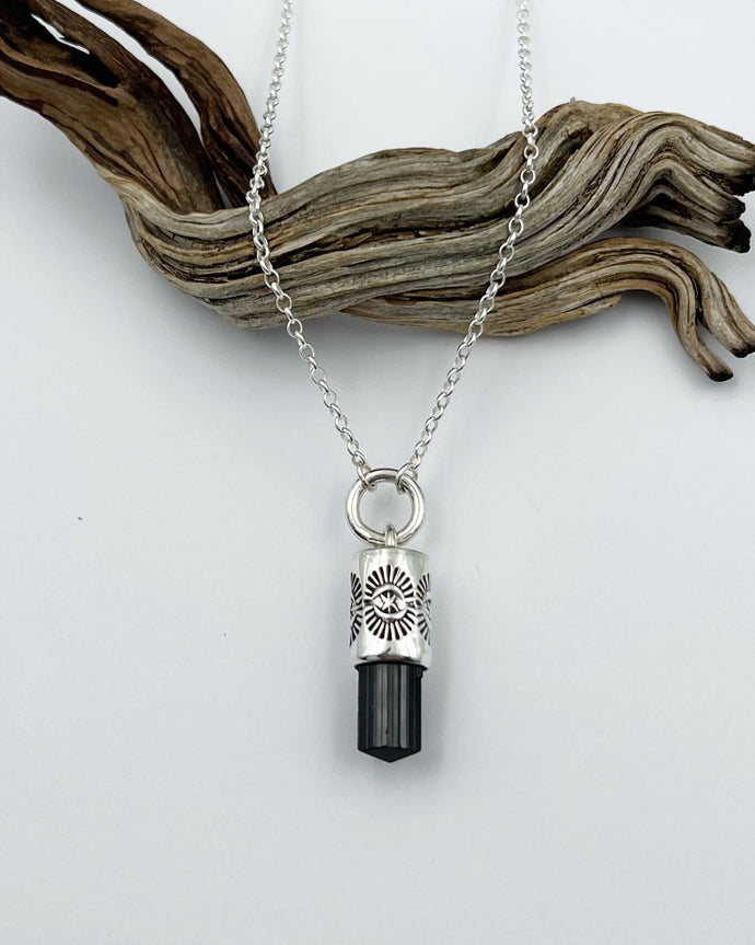 Black Tourmaline Portal O Ring Talisman Necklace