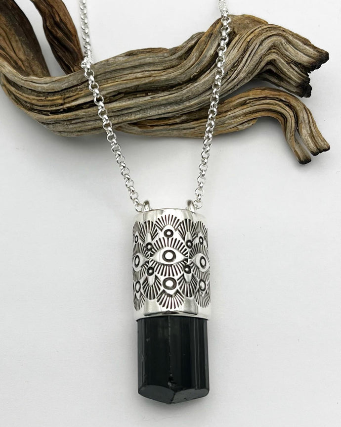 Black Tourmaline Eye Talisman Necklace