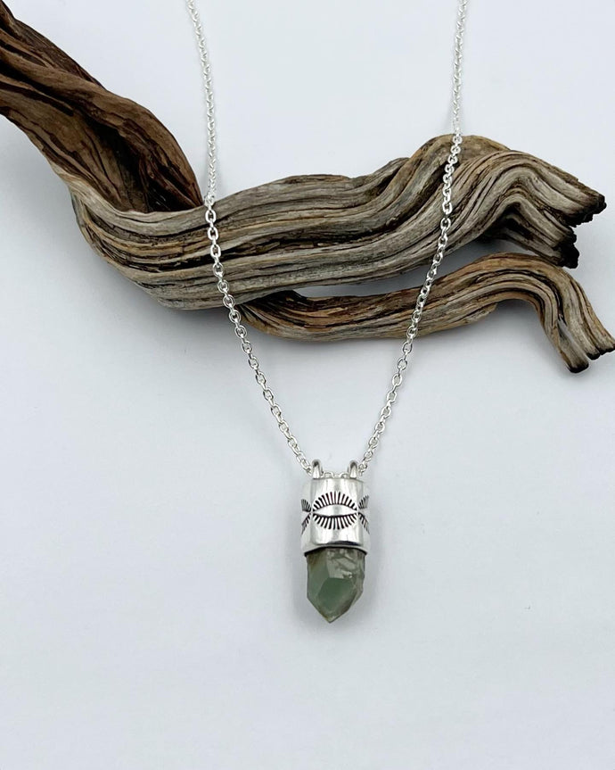 South Carolina Chlorite Included Quartz Eye Talisman Necklace