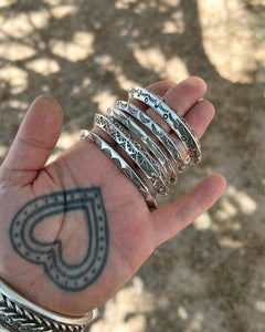 Triangle Wire Hand Stamped Sterling Silver Cuff XS