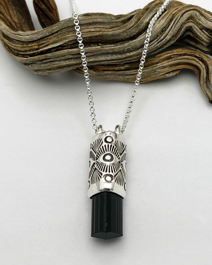 Black Tourmaline Eye Talisman Necklace