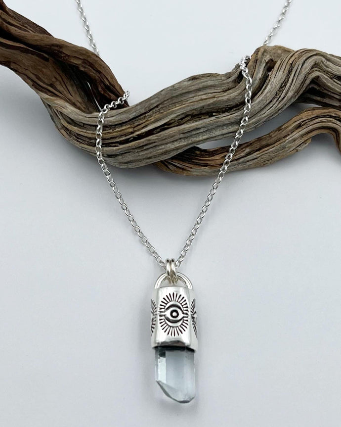 Aquamarine Eye Talisman Necklace