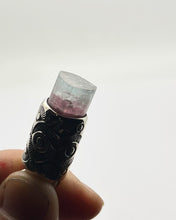Pink/Blue Bi Color Tourmaline Fan/Eye Talisman Necklace