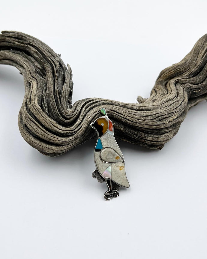 Vintage Inlay Quail Pin